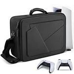 The hard shell of the travel case for PS5 is constructed from durable EVA material that resists impacts and shocks. The tough shell prevents scratches and other damage from accidental bumps during transport or storage.